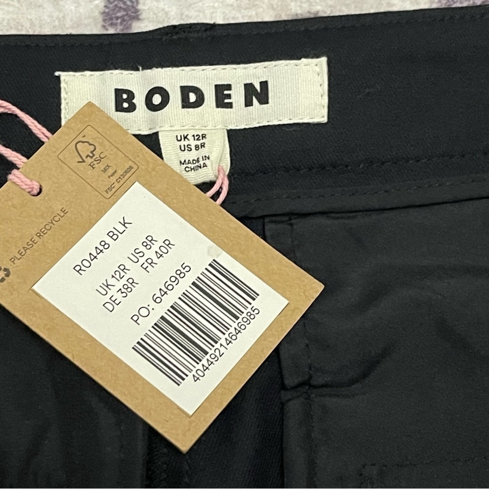 BODEN Kew Bi-Stretch Trousers Black Cotton Size 8 - Picture 5 of 10